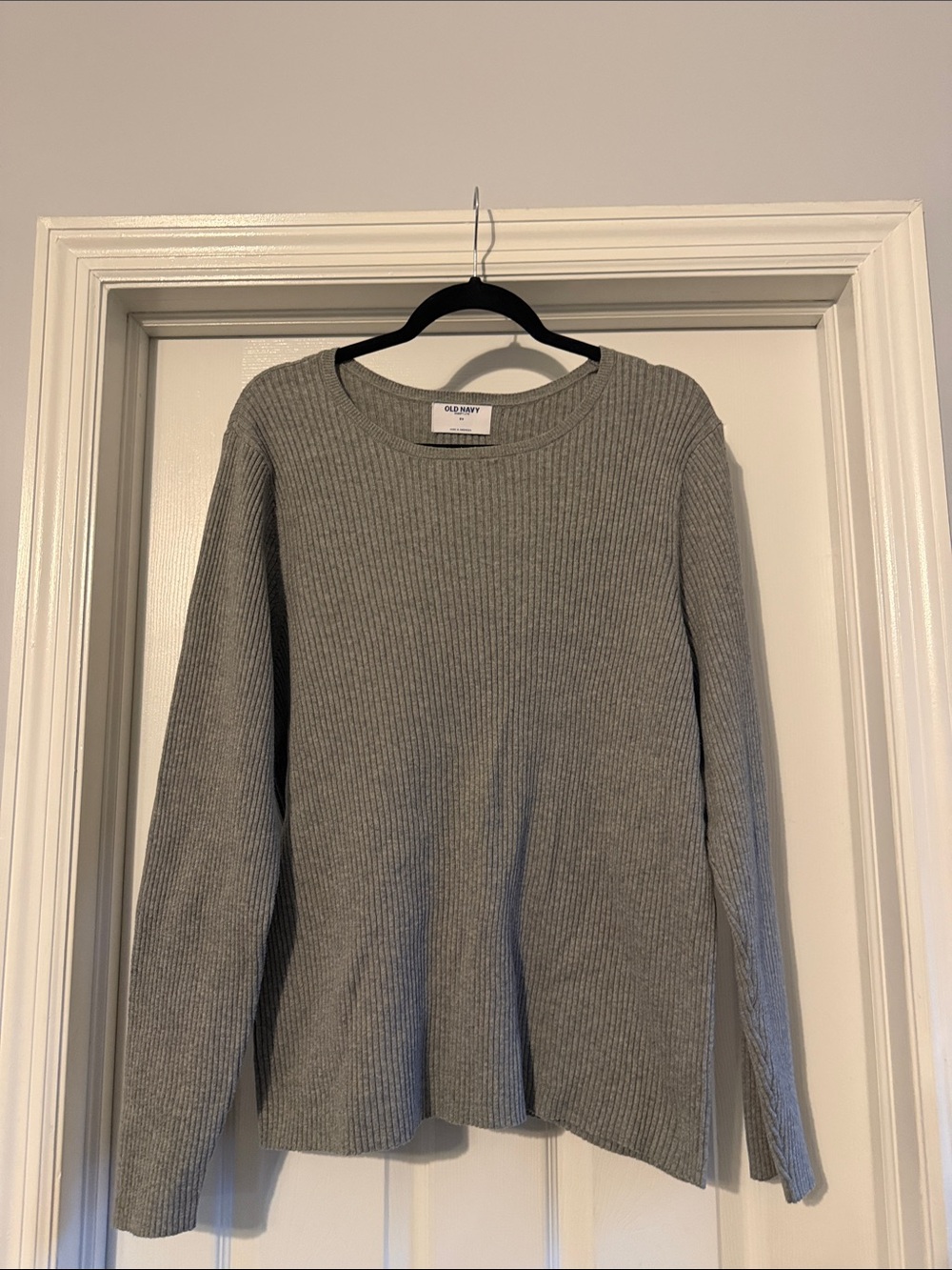 Old Navy Light Gray Ribbed Crewneck Sweater